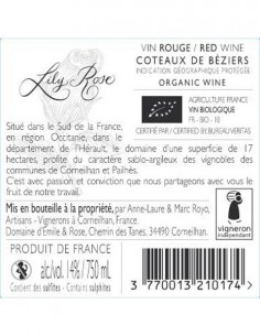 Eliott 2019 vin rouge biologique certifi FR BIO 10 Amphore